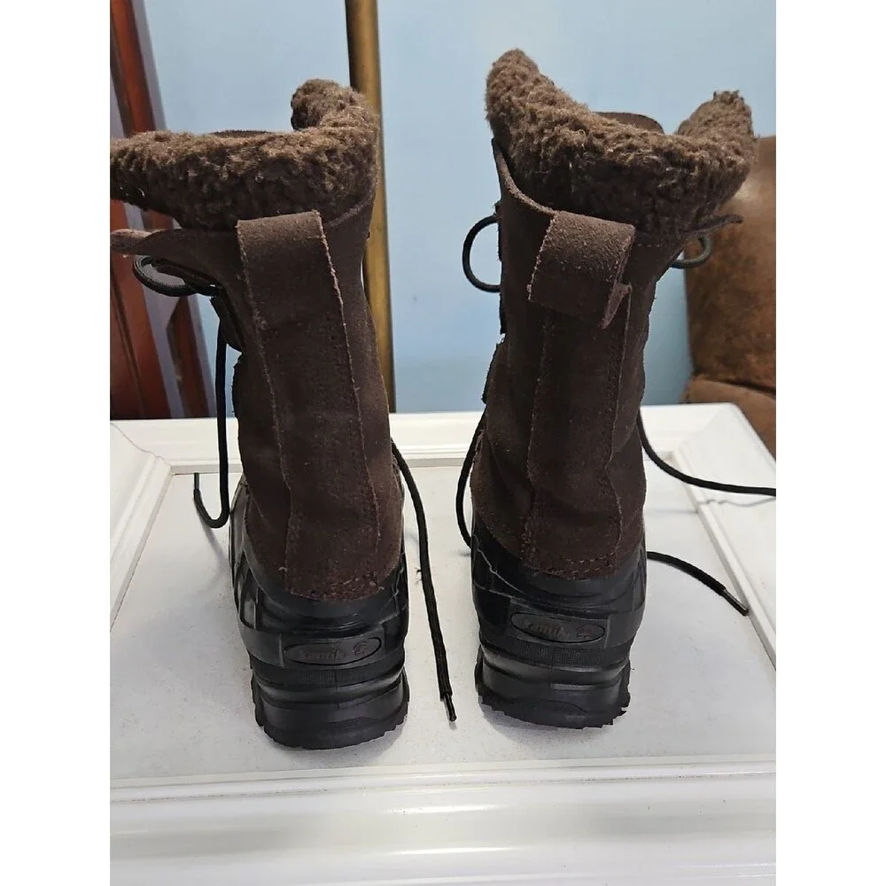 Kamik Conquest Brown Winter Snow Boots with Faux Fur Trim Men's Size 7